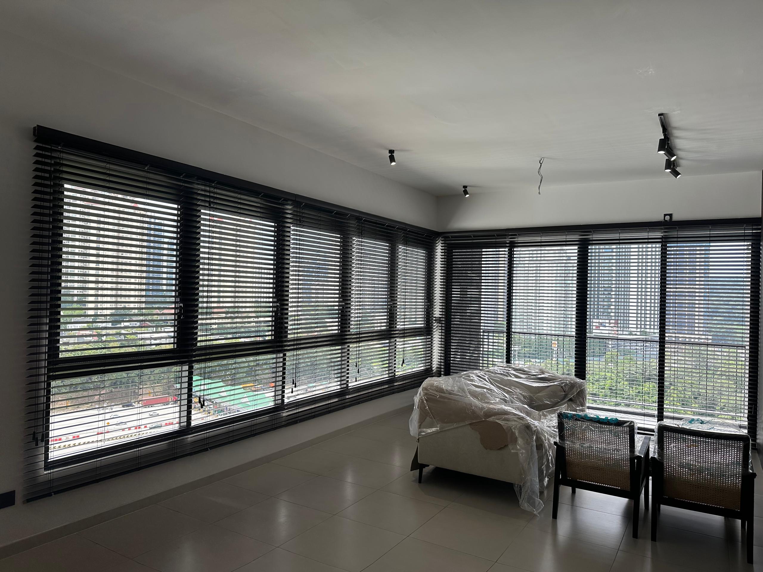 After — Timber venetian blinds hall transformation Malaysia