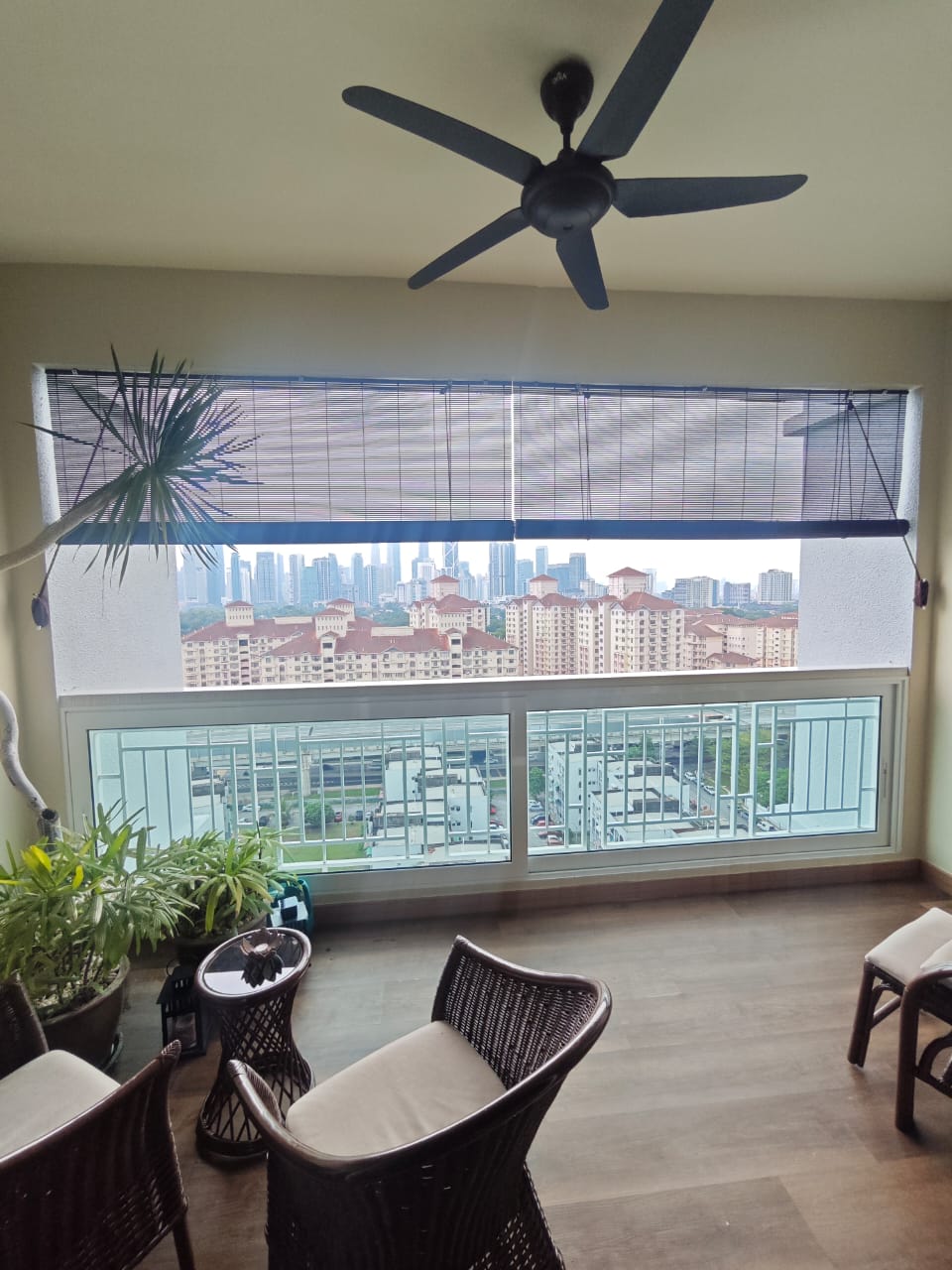After — Outdoor wooden blinds balcony installation Malaysia